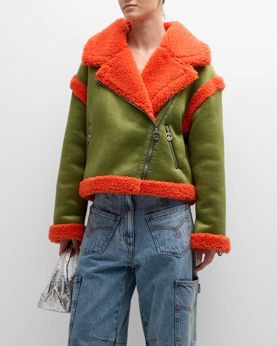 Moschino Jeans Dyed Shearling Jacket | Neiman Marcus