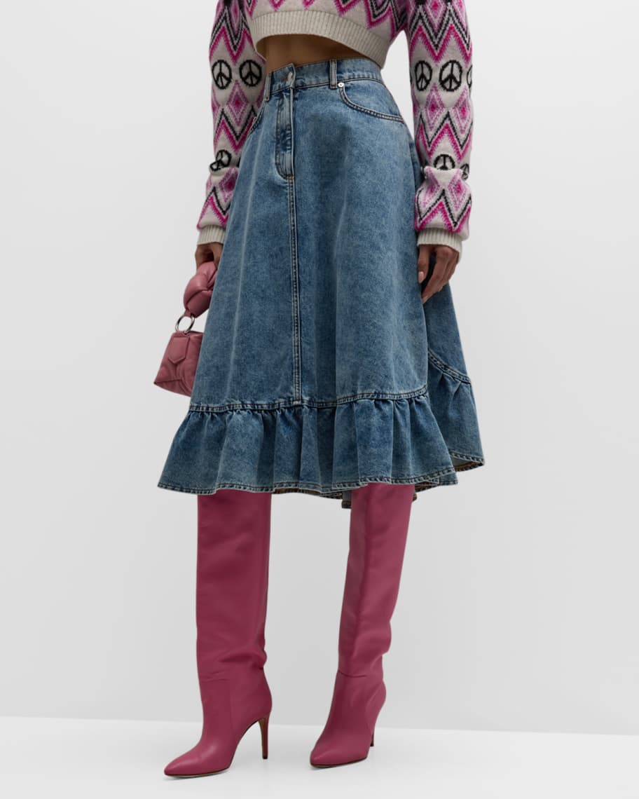【関税＆送料込み】Moschino Long Design Skirt BOUTIQUE MOSCHINO | Blue Women's Maxi Skirts | YOOX