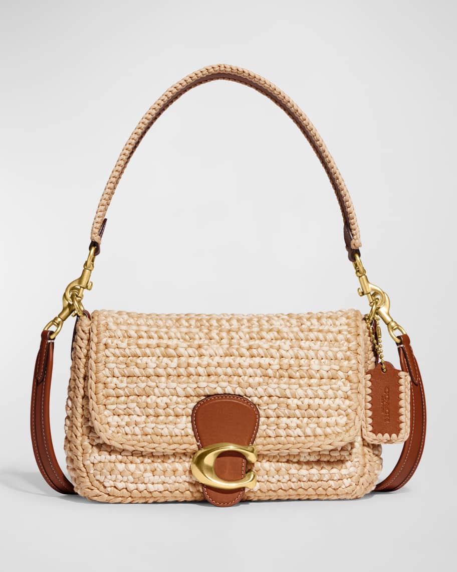 NWT NEW TORY BURCH Logo Raffia Straw Tan Leather Strap Tote Work Beach Bag  $398