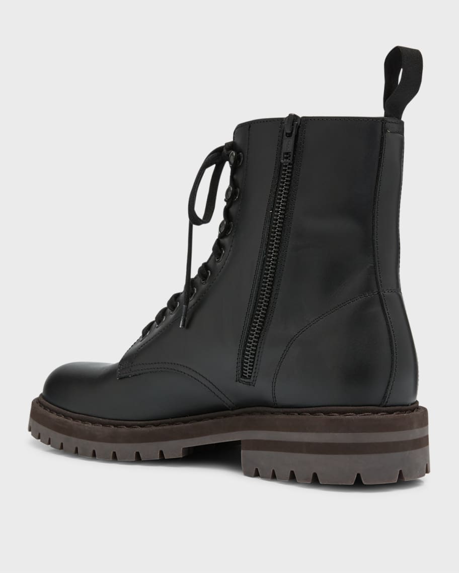 Image 2 of 5: Men's Leather Zip Combat Boots