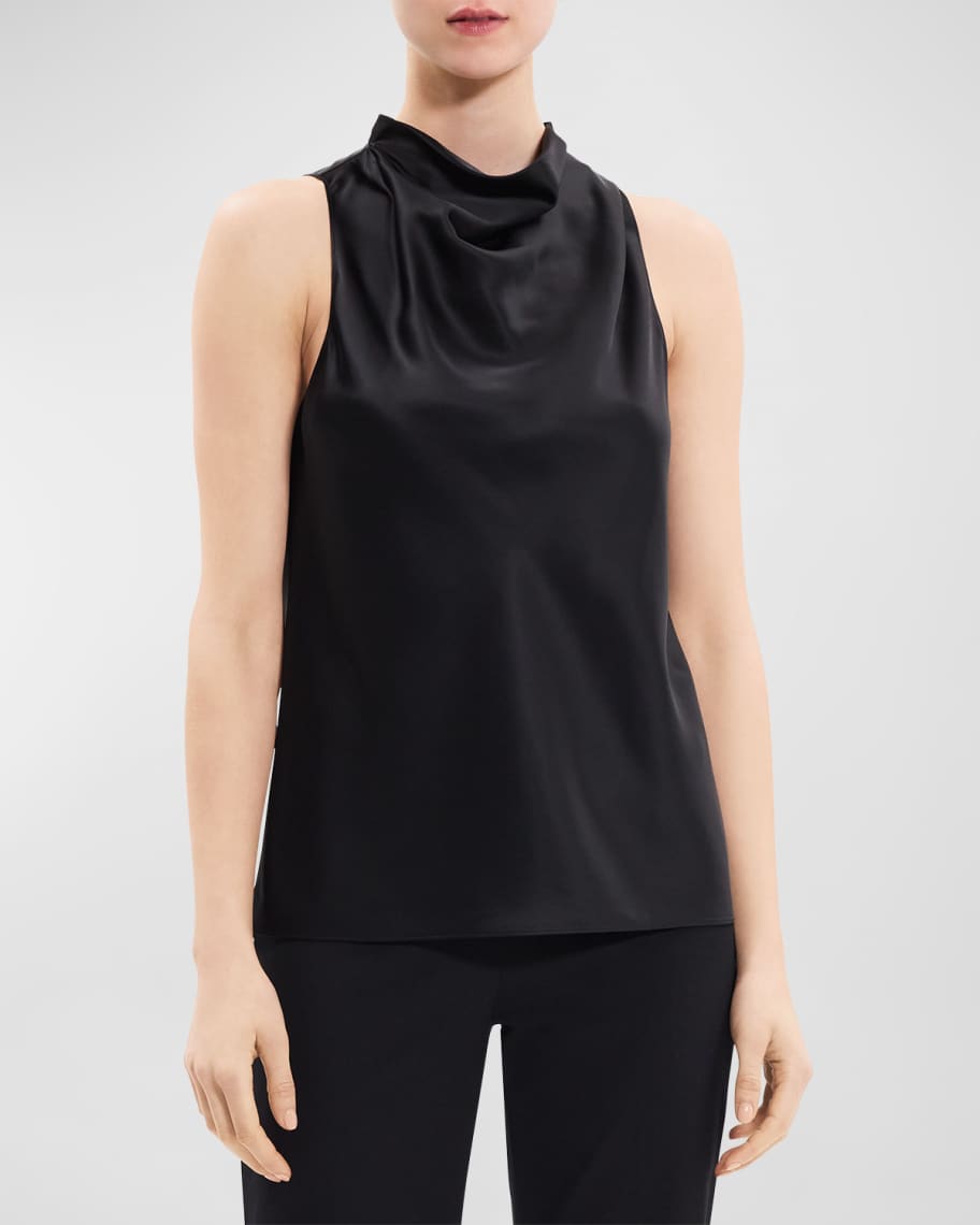 Theory Satin High Cowl-Neck Top | Neiman Marcus