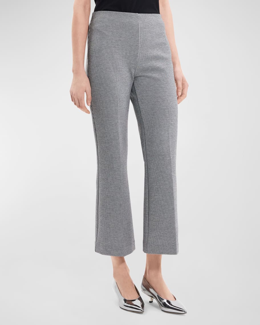 Theory Mini-Check Kick Flare Pants | Neiman Marcus