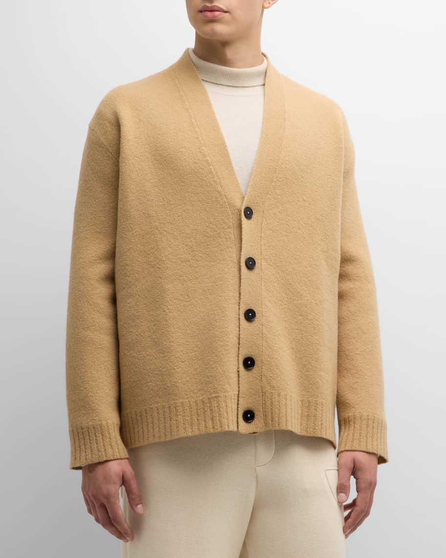 Jil Sander Men's Boiled Wool Cardigan | Neiman Marcus