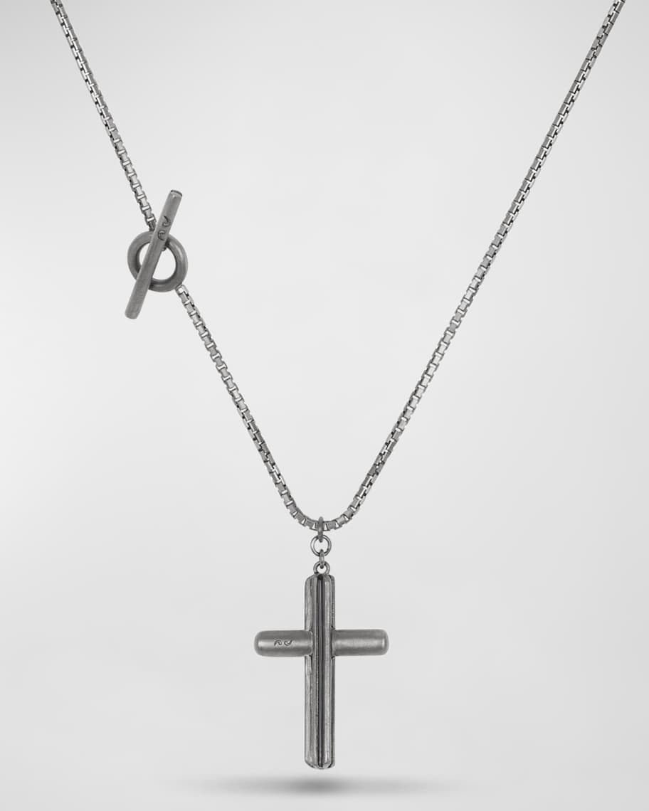 Marco Dal Maso Oxidized Sterling Silver Acies Enamel Cross Necklace