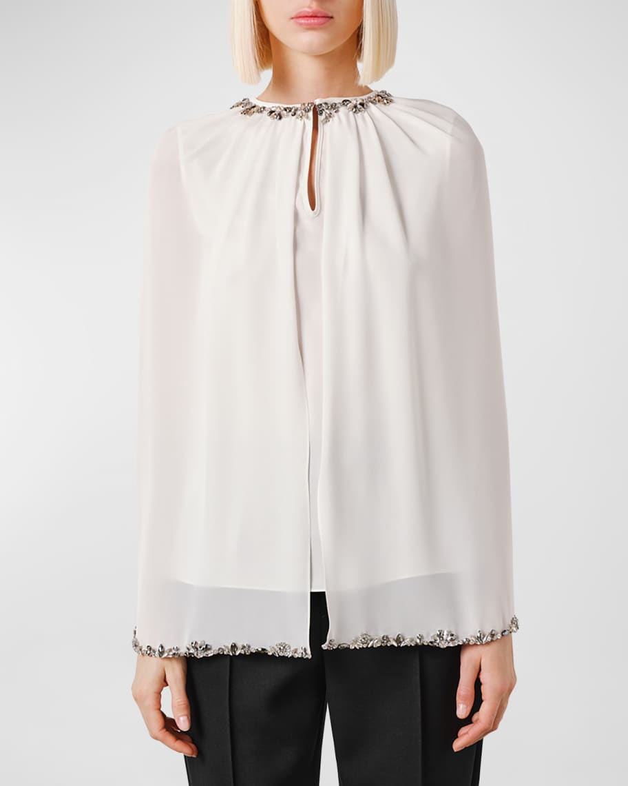 Dice Kayek Crystal Embroidered Capelet Blouse Neiman Marcus
