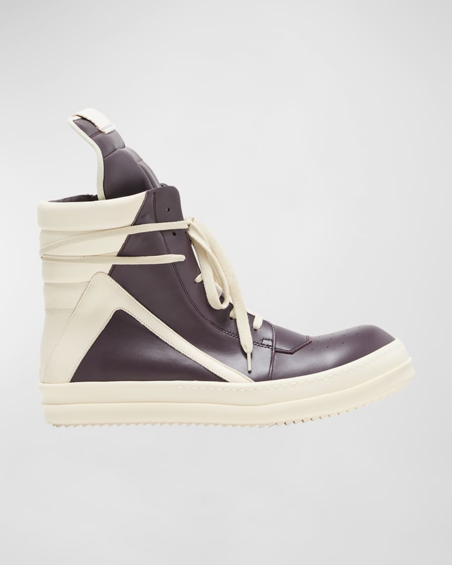 Rick Owens Men's Geobasket Leather High-Top Sneakers