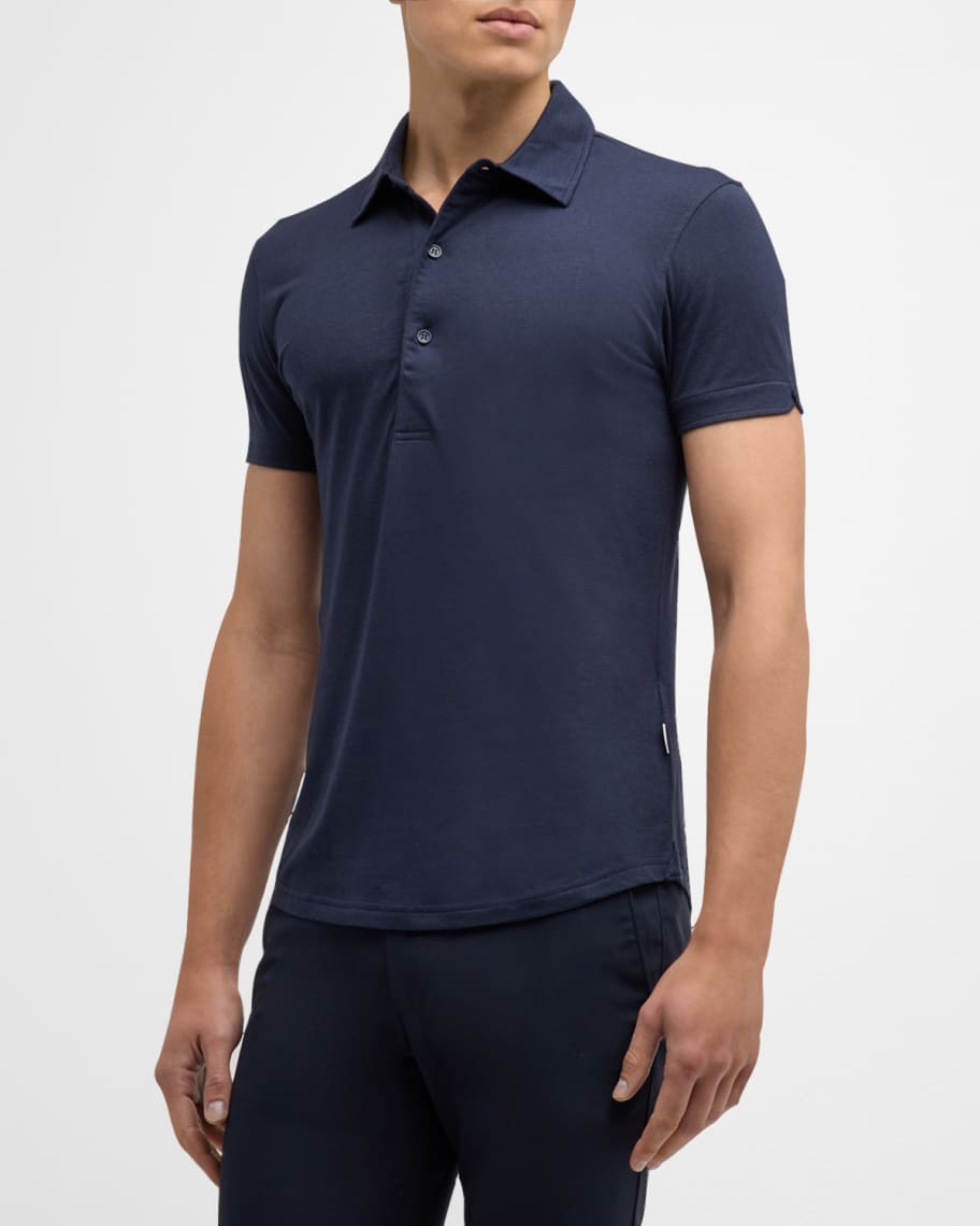 Orlebar Brown Men's Sebastian Cotton-Silk Polo Shirt | Neiman Marcus