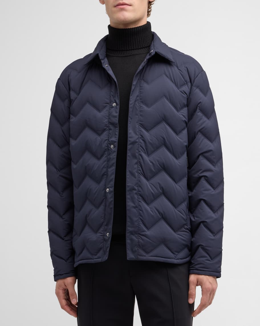 Emporio Armani Men's Zigzag Quilted Down Jacket | Neiman Marcus