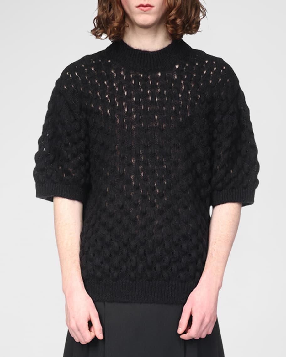 Simone Rocha Merino Silk Knit Polo Sweater with Embroidery main image 0
