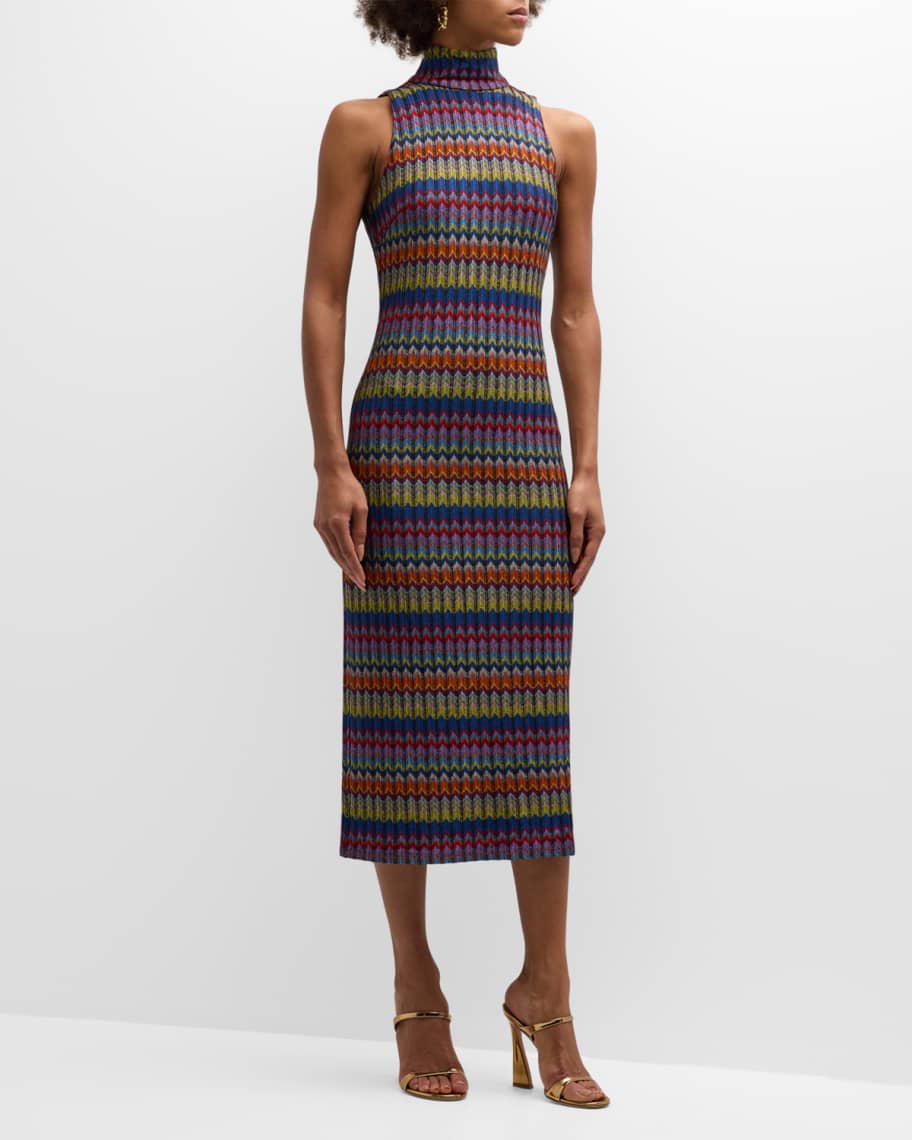 Ramy Brook Madilyn Zig-Zag Knit Midi Dress | Neiman Marcus