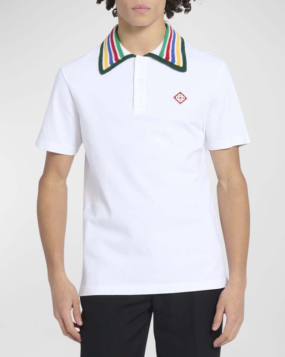 Gucci Kids' Monogram-patch Polo-collar Stretch-cotton-pique Polo