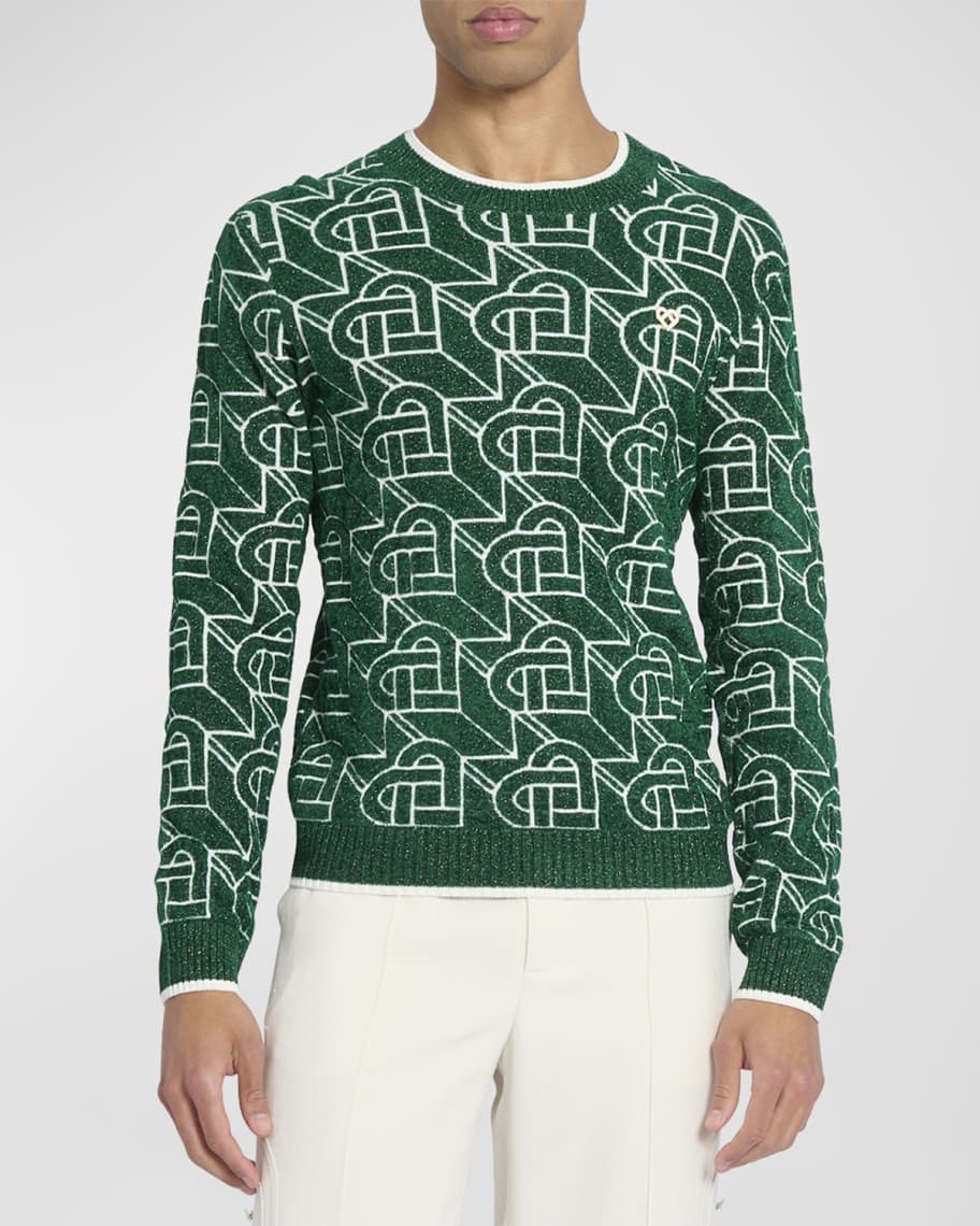 Louis Vuitton Monogram Flower Logo Knit Sweater Navy Cotton Silk Size L  Vintage