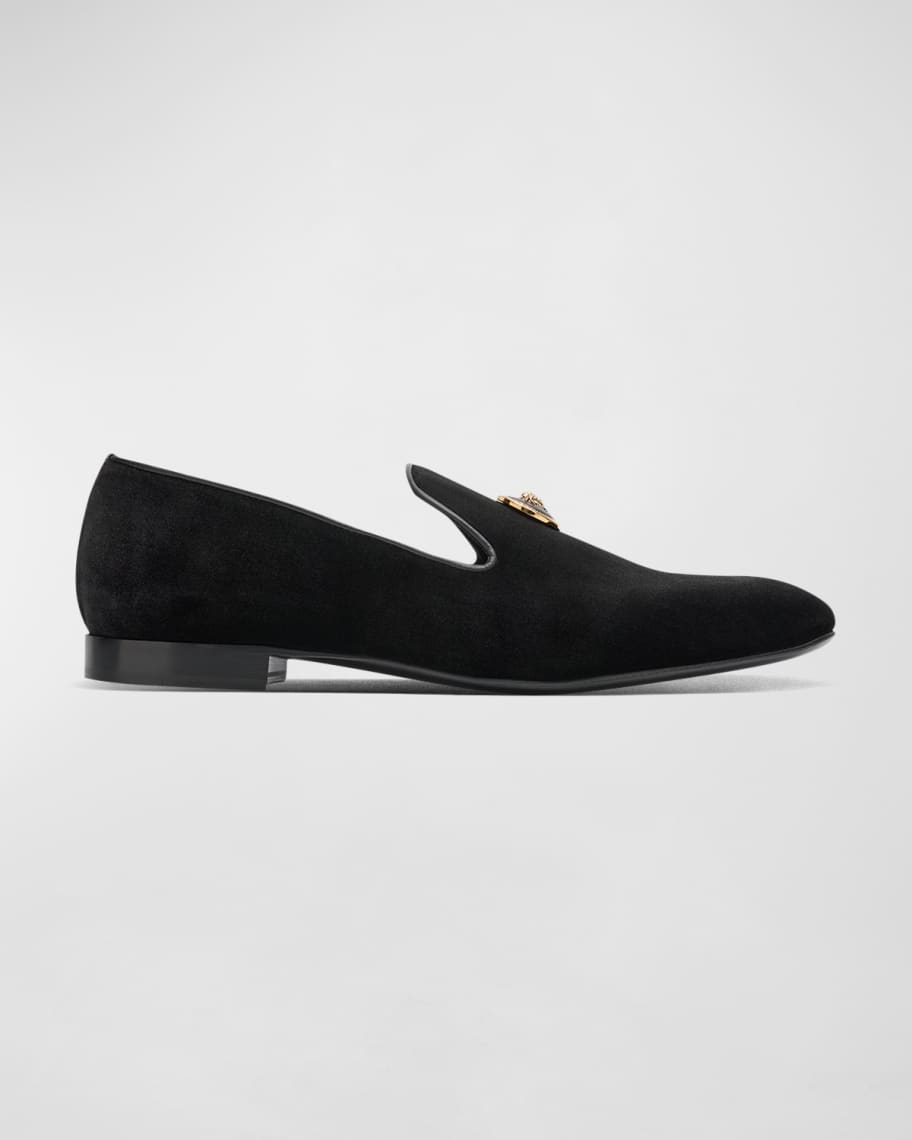 Men's Medusa Ornament Suede Smoking Slippers