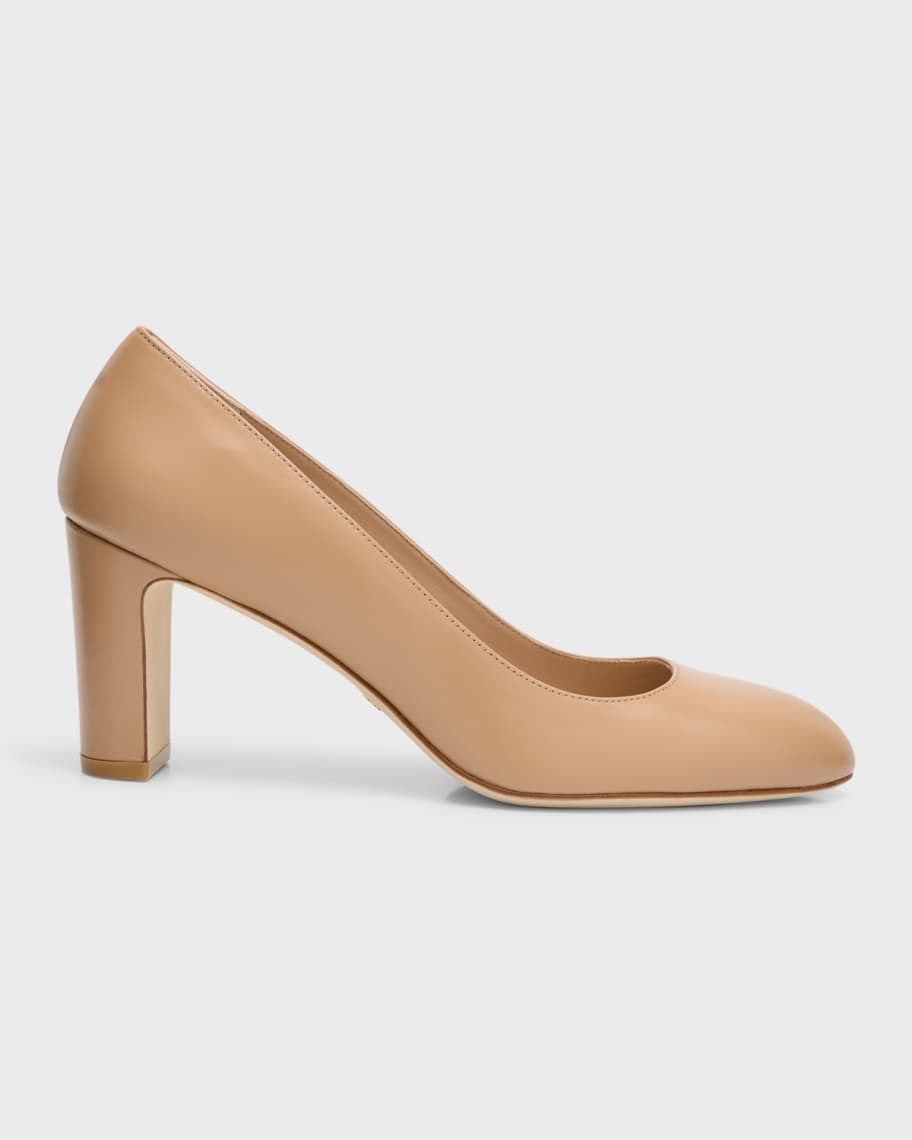Stuart Weitzman Vida Leather BlockHeel Pumps Neiman Marcus
