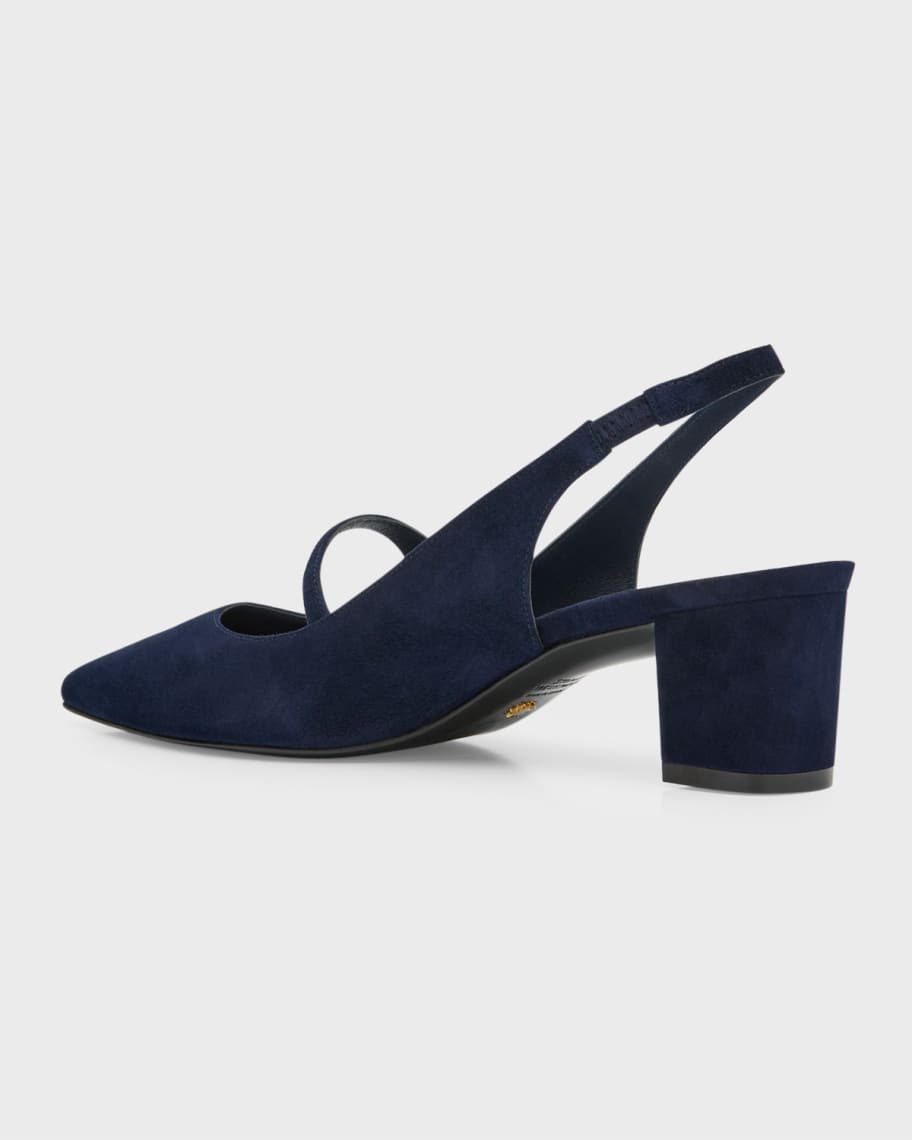 Image 3 of 6: Suede Mary Jane Slingback Pumps