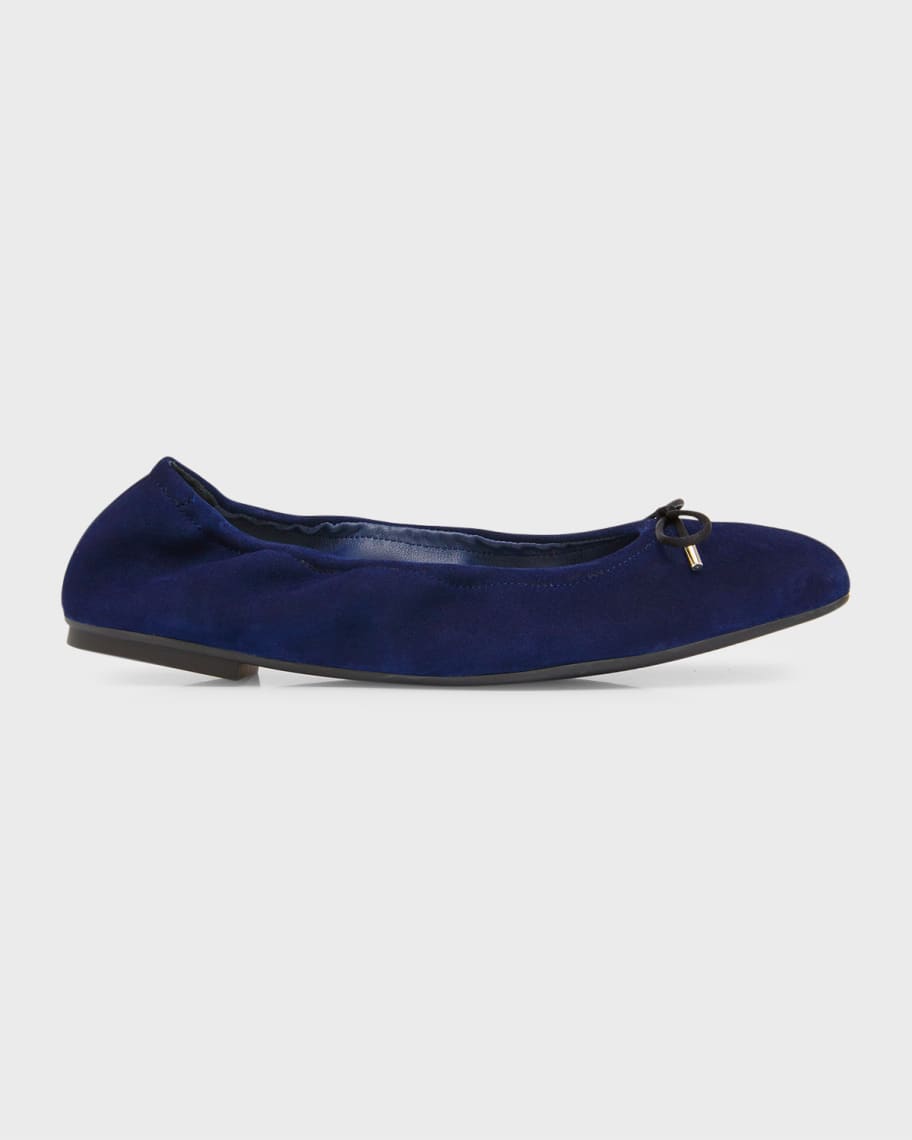 Stuart Weitzman Bardot Suede Bow Ballerina Flats | Neiman Marcus