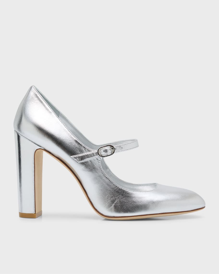 Stuart Weitzman Vida Metallic Mary Jane Pumps | Neiman Marcus