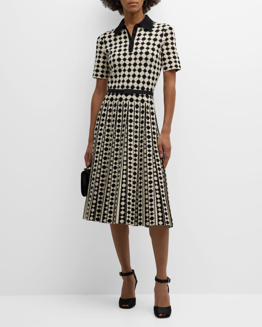 Tory Burch Two Tone Jacquard Viscose Polo Dress Neiman Marcus