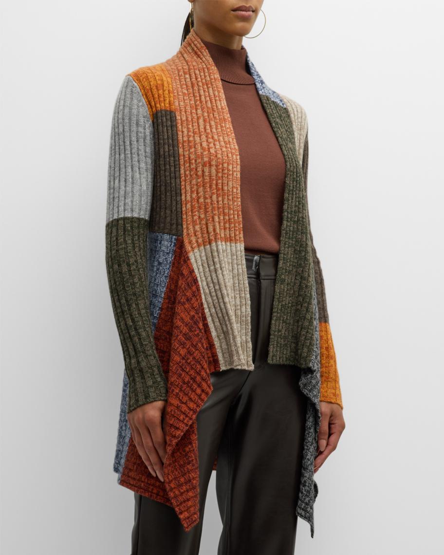 Autumn Cashmere Ribbed Colorblock Cashmere-Wool Cardigan | Neiman Marcus