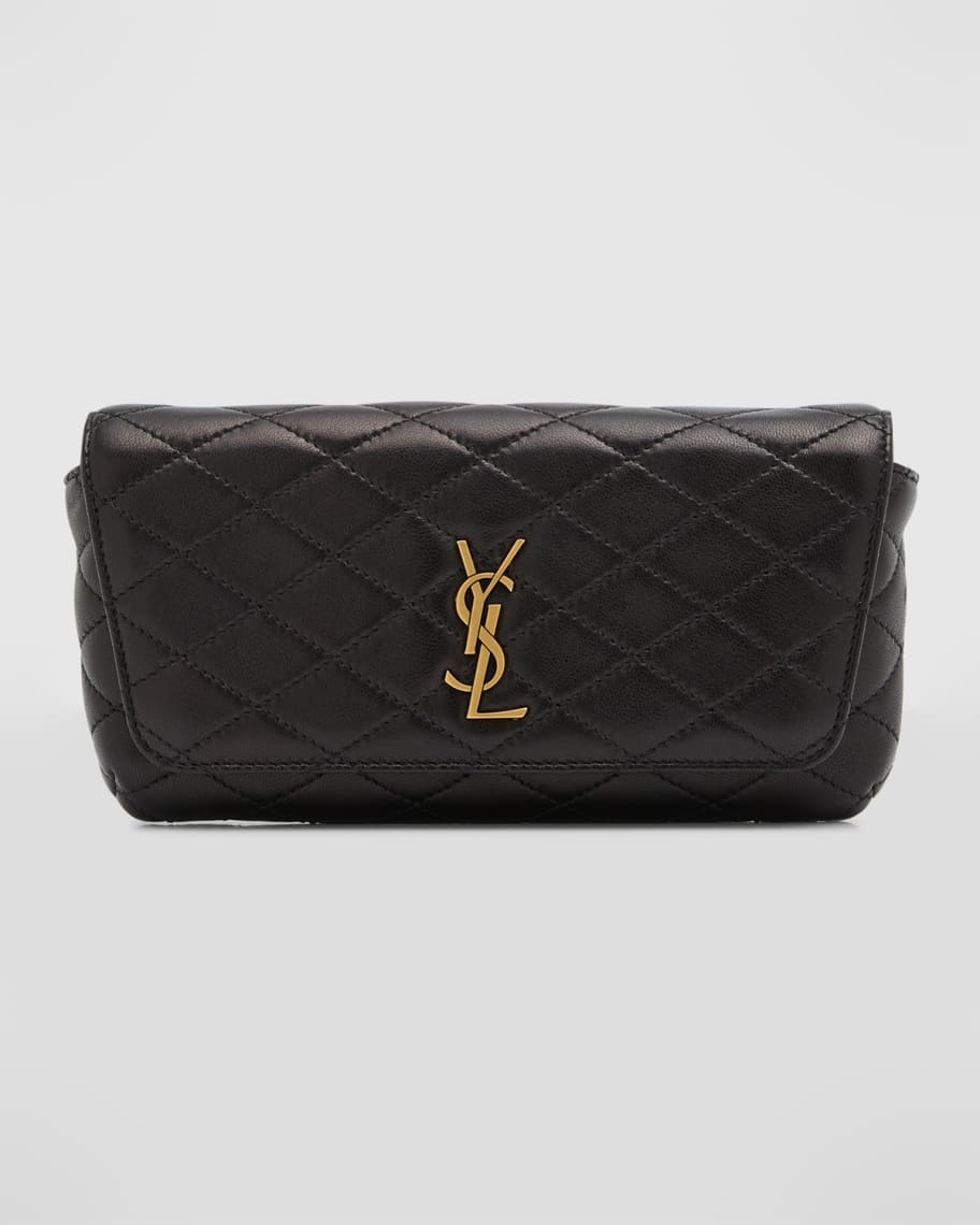 Saint Laurent Gaby Phone Holder YSL Crossbody Bag in Quilted Smooth ...