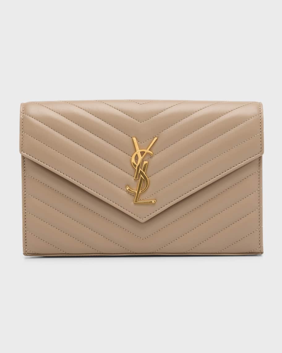 Saint Laurent YSL Monogram Large Wallet on Chain in Smooth Leather ...