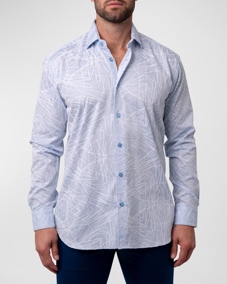 Maceoo Men's Fibonacci Flocked Electro Sport Shirt | Neiman Marcus