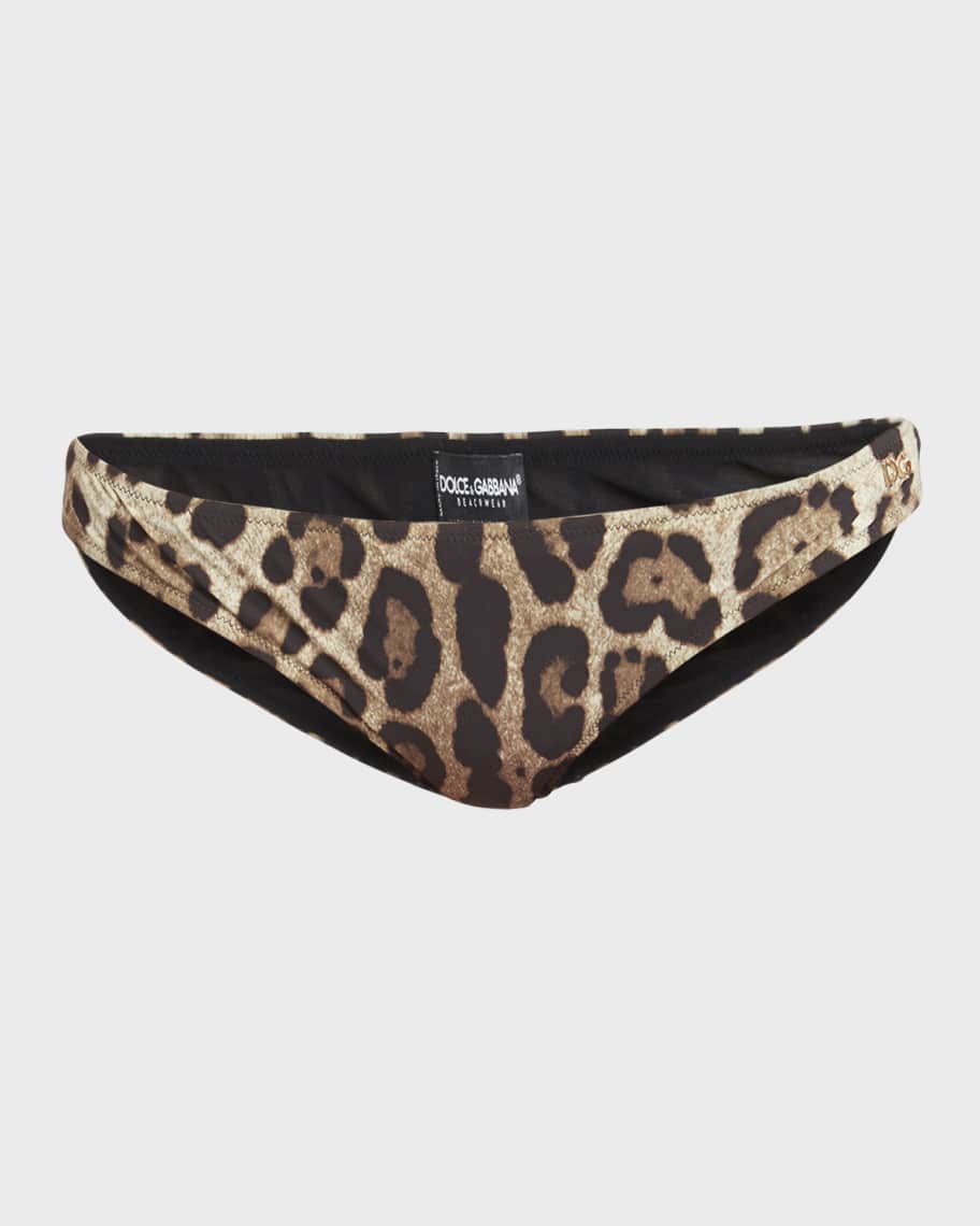 Dolce&Gabbana Leopard-Print Bikini Bottoms | Neiman Marcus
