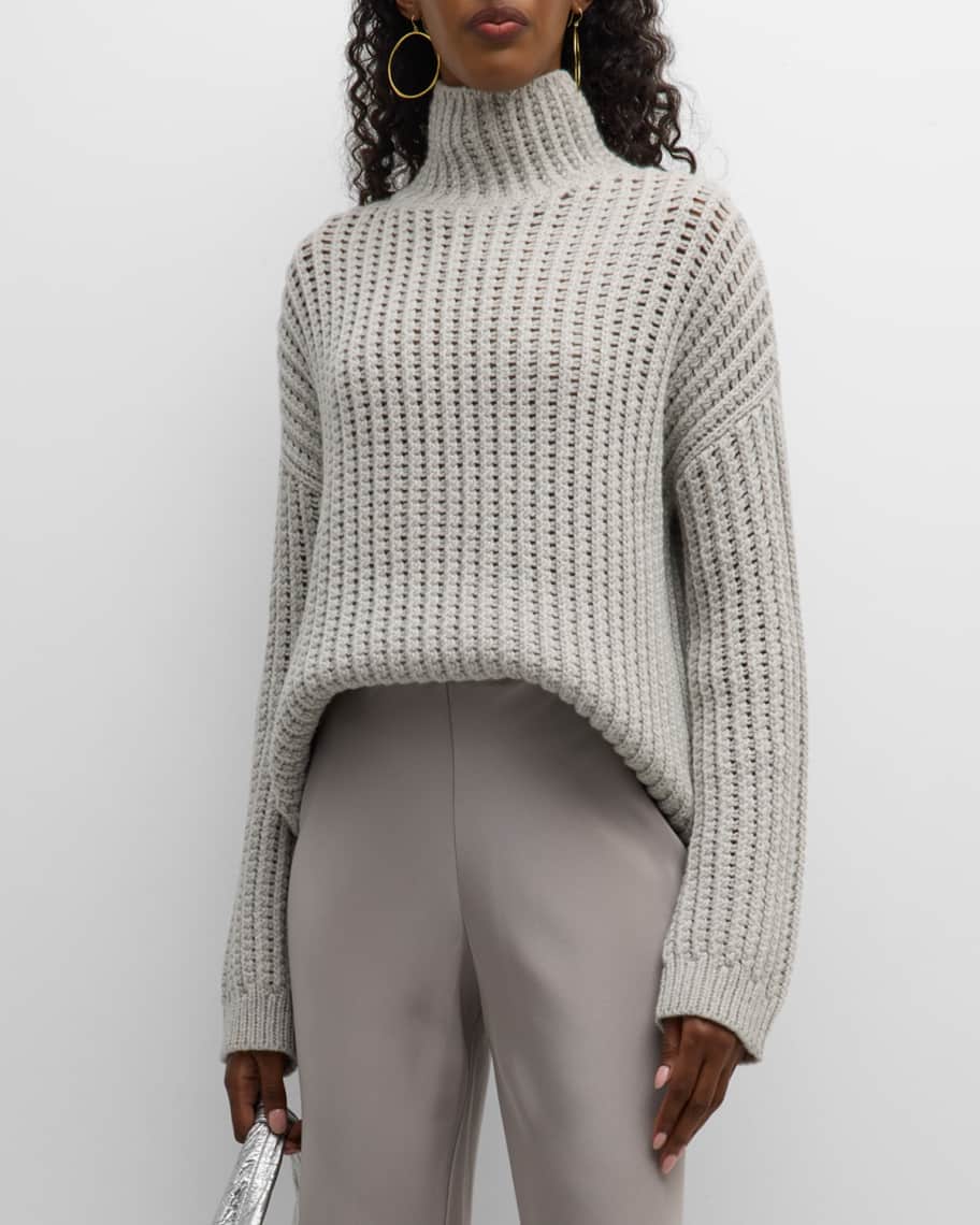 TSE Cashmere Oversized Basketweave Turtleneck Sweater | Neiman Marcus