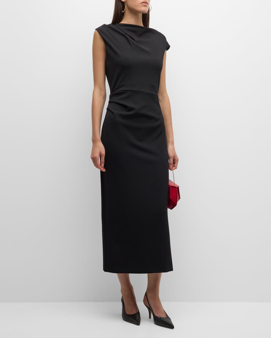 Marella Flo Cutout Cap-Sleeve Cowl-Neck Midi Dress | Neiman Marcus