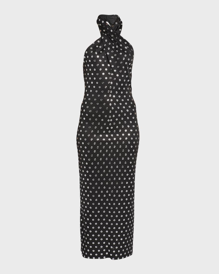ワンピース Alaia Long crossover dress ALAIA Grommet Eyelet Crossover Halter Maxi Dress | Neiman Marcus