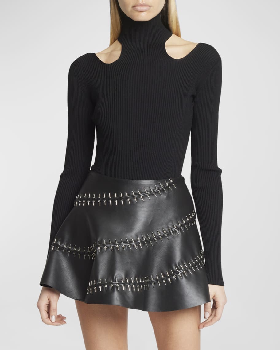 Asymmetric Cut Out Detail Turtle Neck Bodysuit