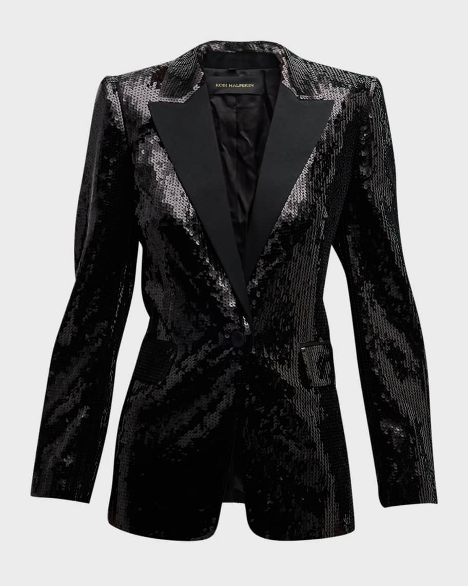 Image 2 of 6: Shawn Sequin Single-Button Jacket