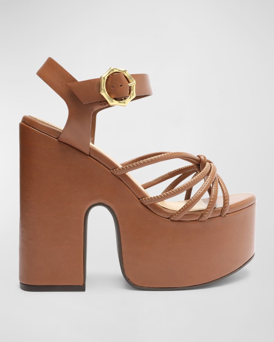 Schutz Mahi Caged Block Heel Platform Sandals Neiman Marcus
