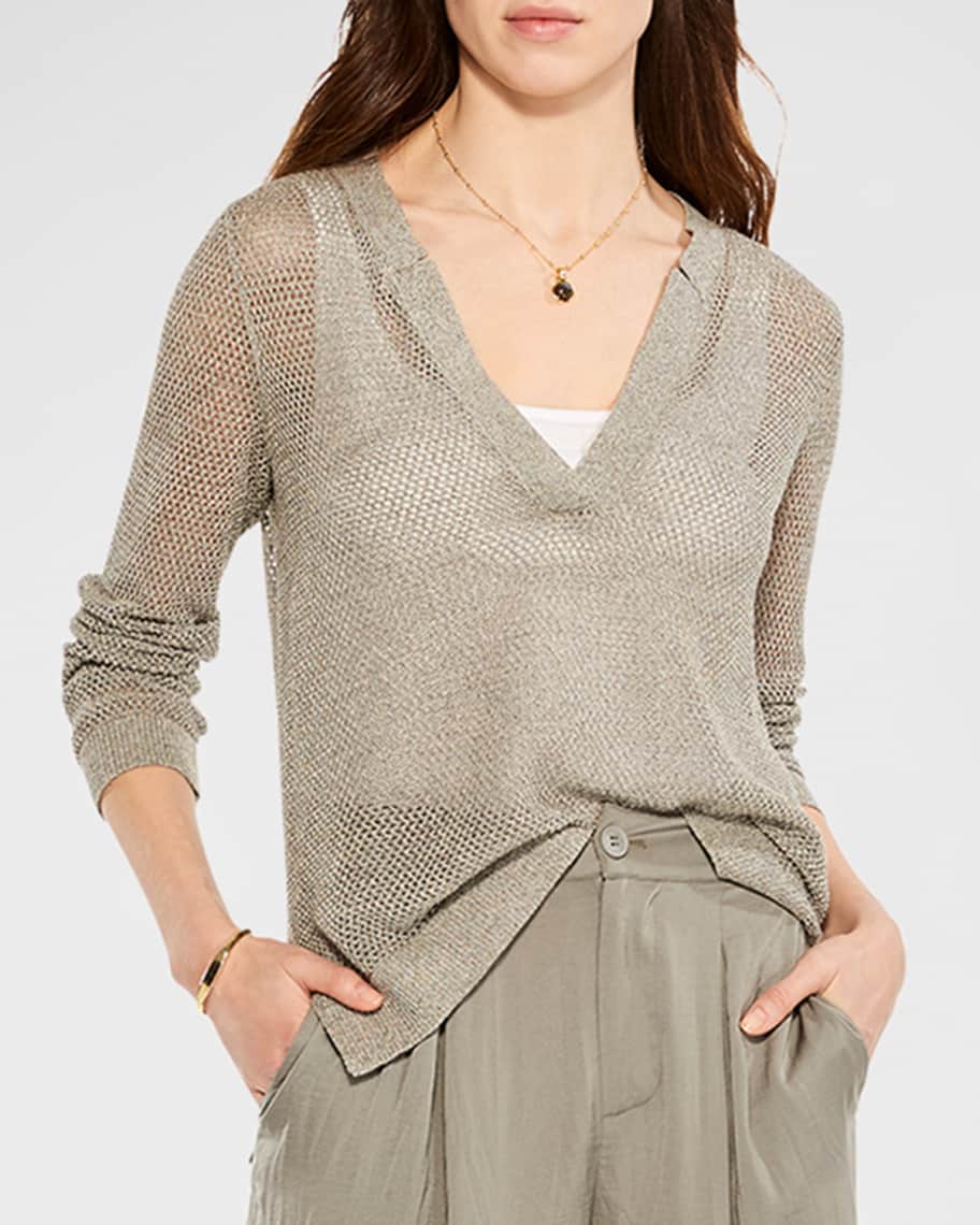 NIC+ZOE Mesh Stitch Side-Slit Sweater | Neiman Marcus