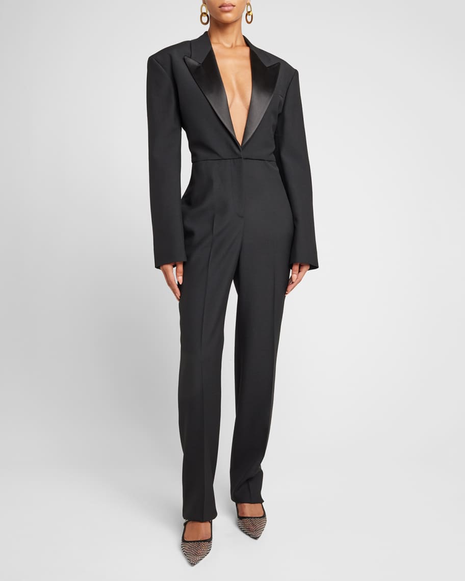 Stella McCartney Tailored Wool Tuxedo Jumpsuit Neiman Marcus