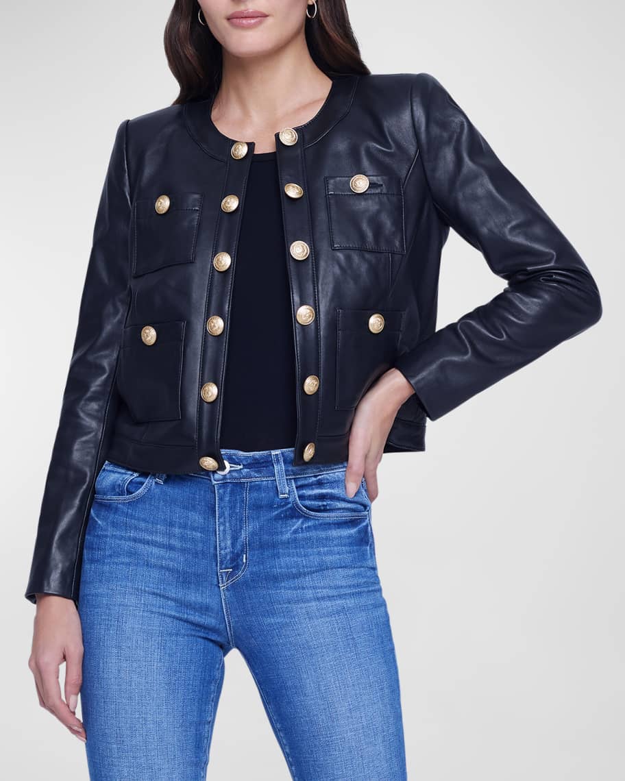 Oversized Belt Embossed Monogram Leather Jacket - Women - Ready-to-Wear