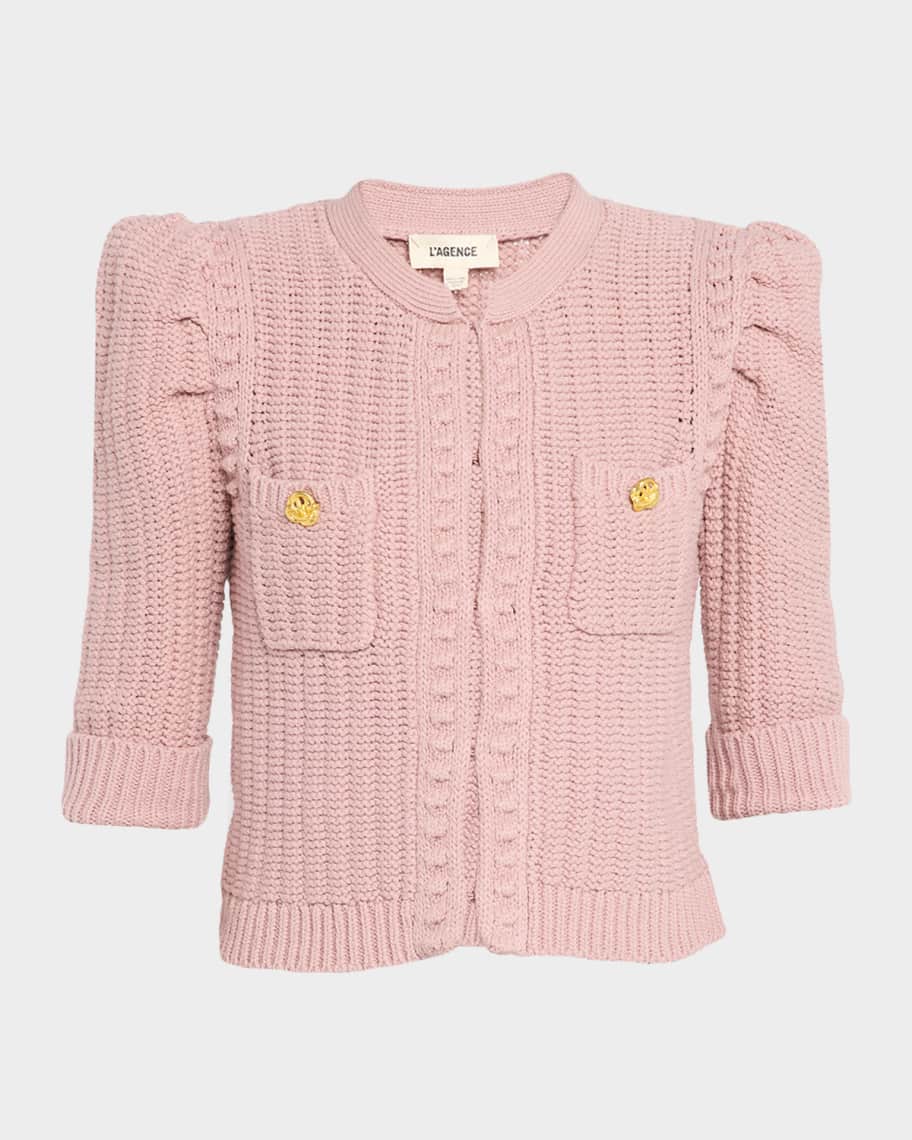 L'Agence Delilah Cropped Textured Cardigan | Neiman Marcus