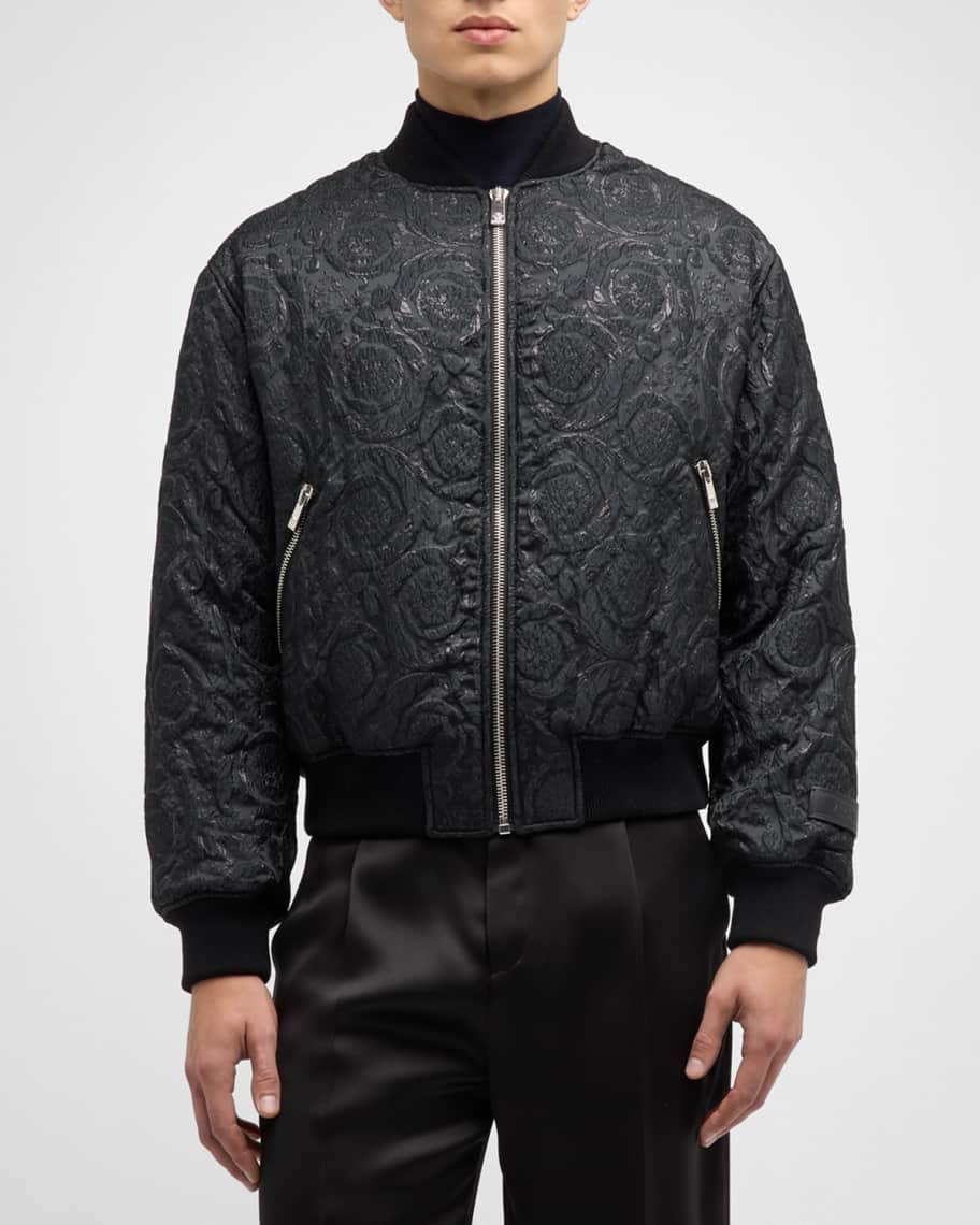 Versace Men's Baroque Lurex Jacquard Bomber Jacket