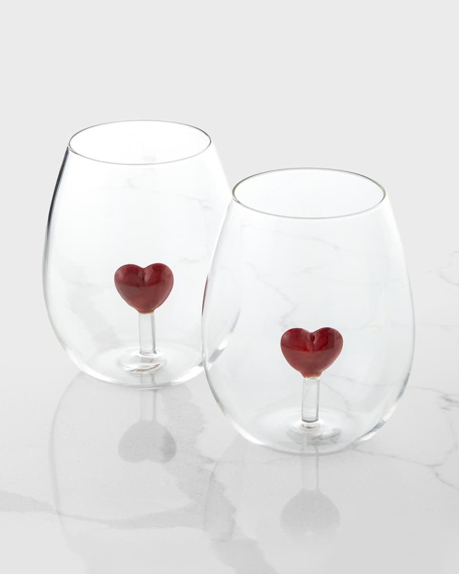 Etched Stemless Red Wine Glasses Set of 2 Mother & Daughter - Design: MD2