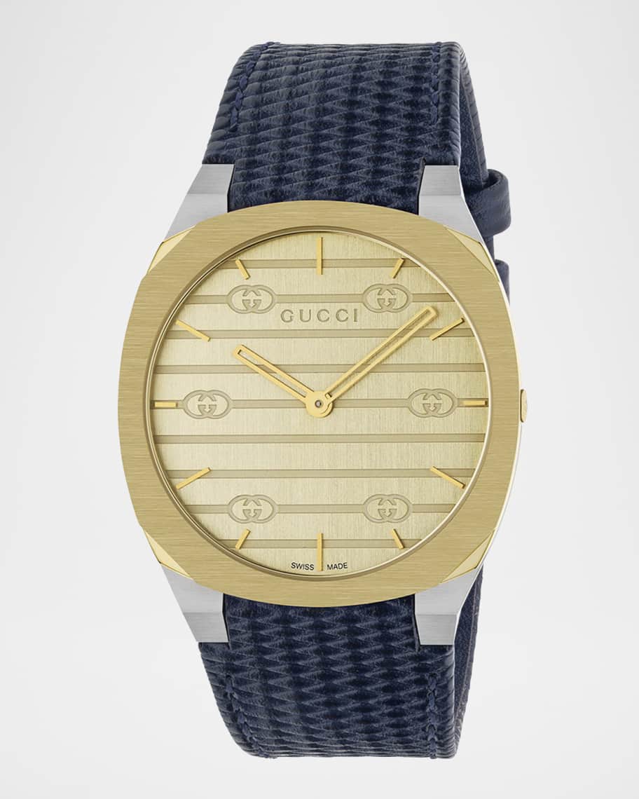 Gucci Gucci 25H Leather-Strap Watch, 38mm | Neiman Marcus