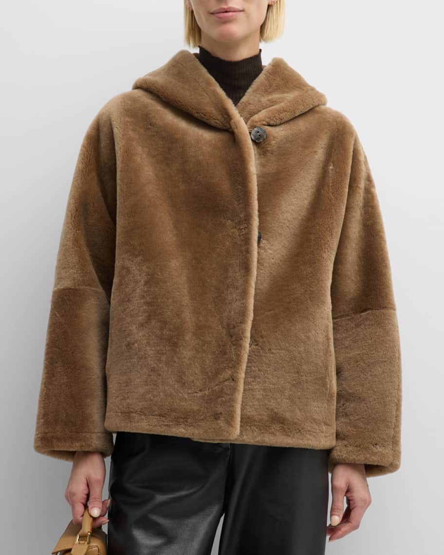 The Virella Reversible Hooded Shearling Leather Jacket