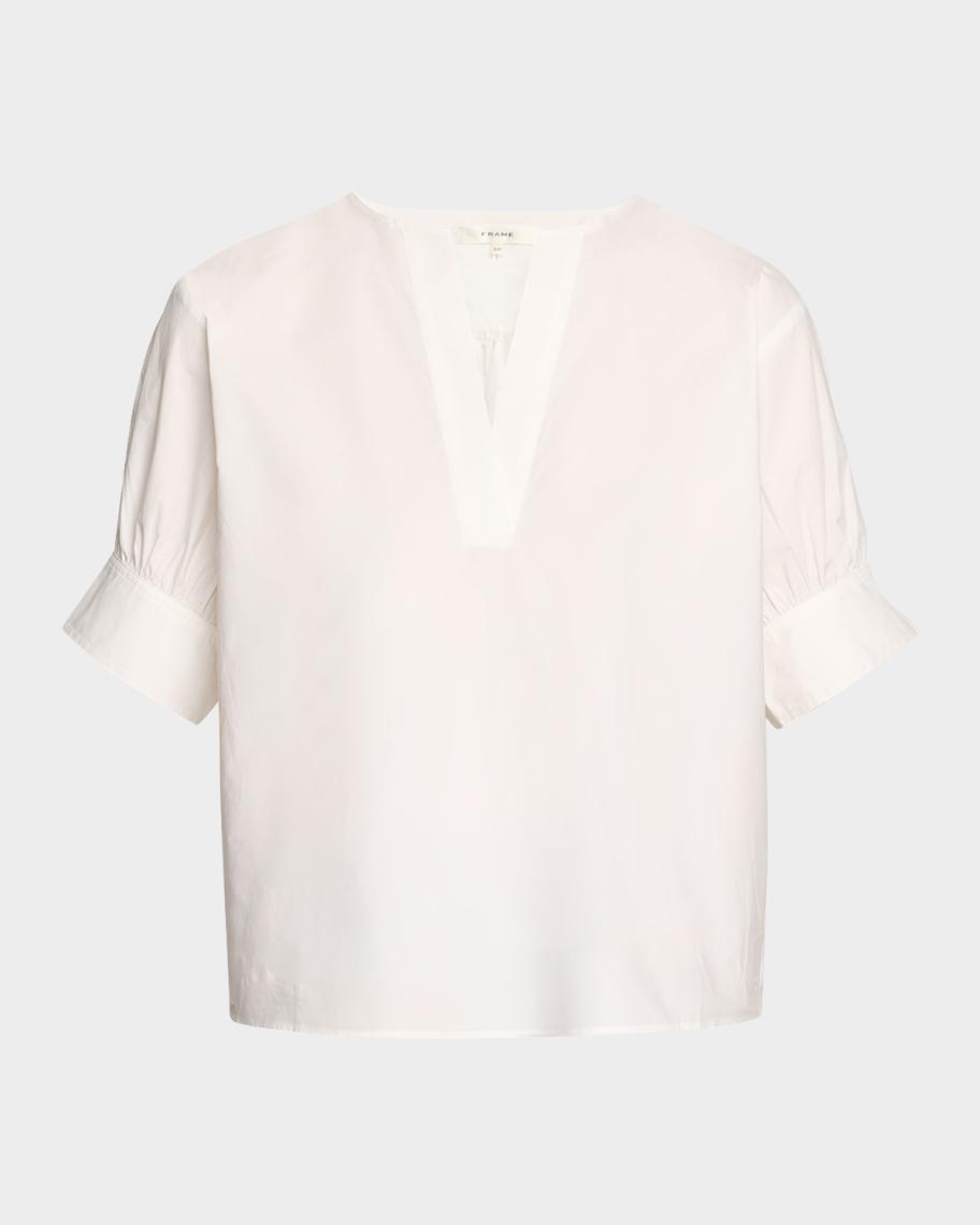 FRAME Cotton V-Neck Popover Top | Neiman Marcus