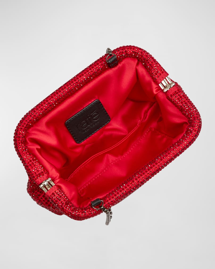 Image 3 of 3: Brooke Crystal-Embellished Satin Frame Clutch