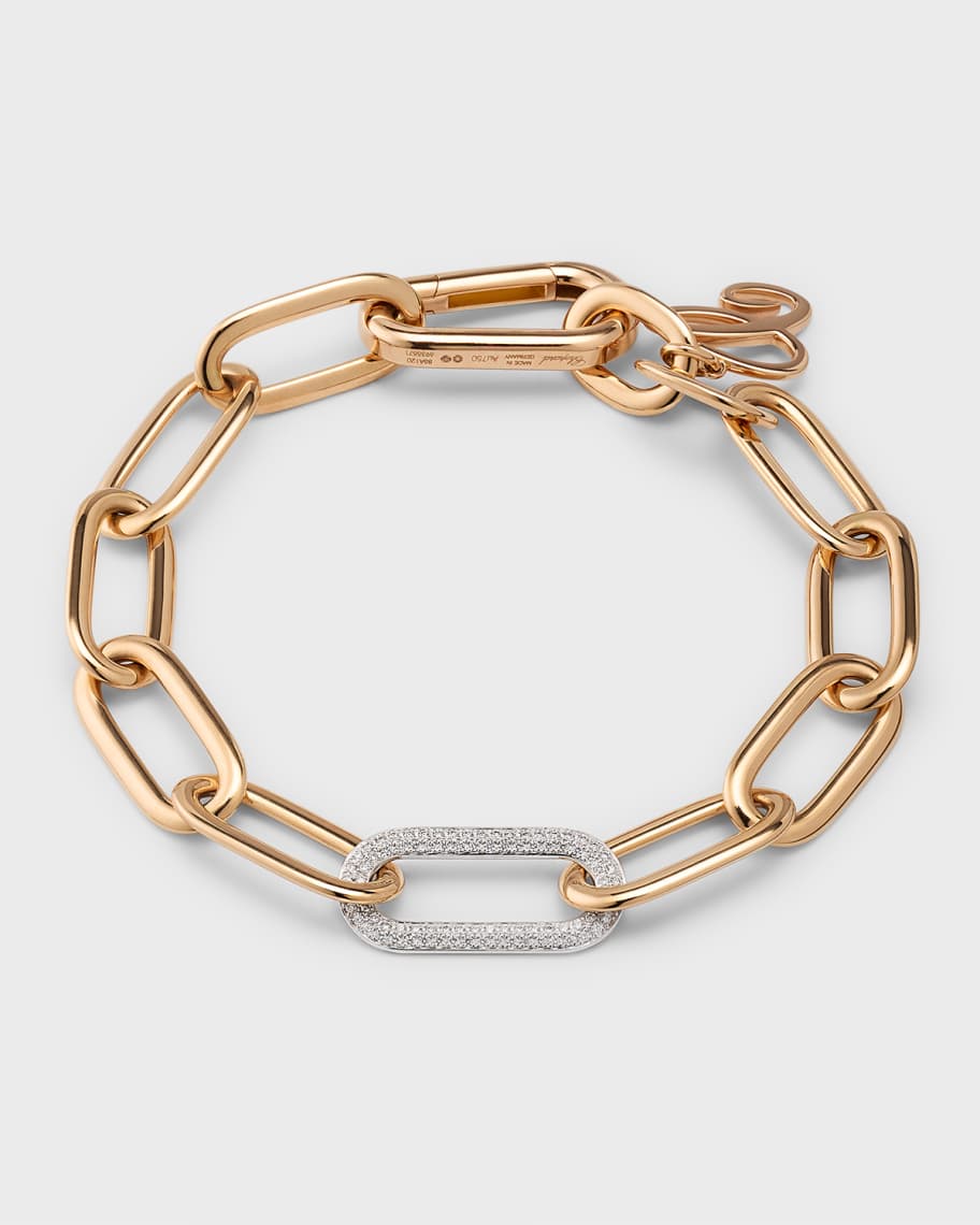 18K Yellow Gold and Diamond Large Oval Link Bracelet by Cartier Paris