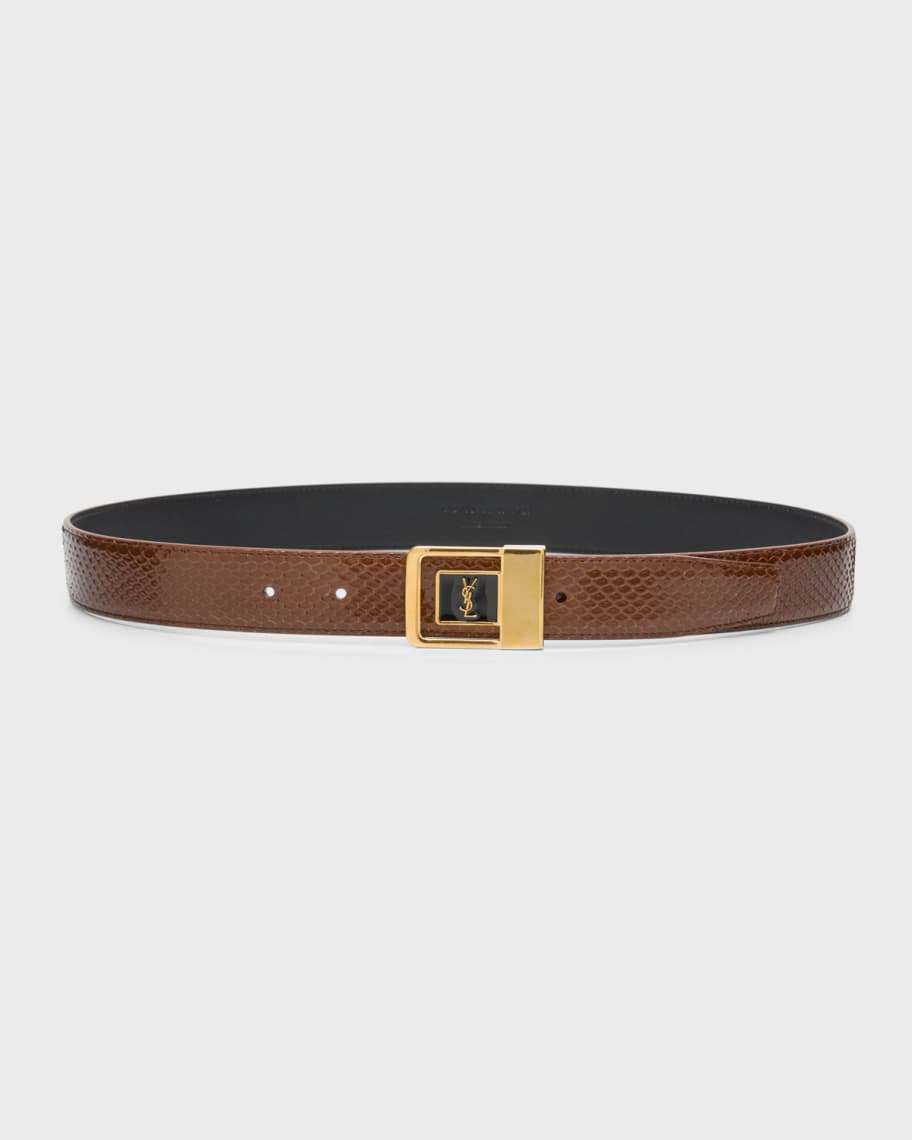 ベルト SAINT LAURENT Brown Leather Reversible Belt Saint Laurent Ceinture Reversible Belt in Vegetal Brown