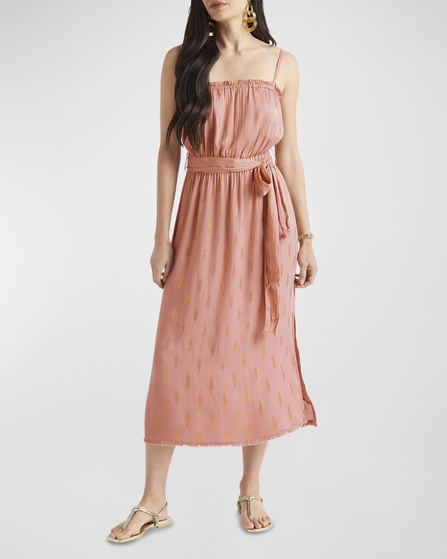 Splendid Leslie Lurex TieBelt Midi Dress Neiman Marcus