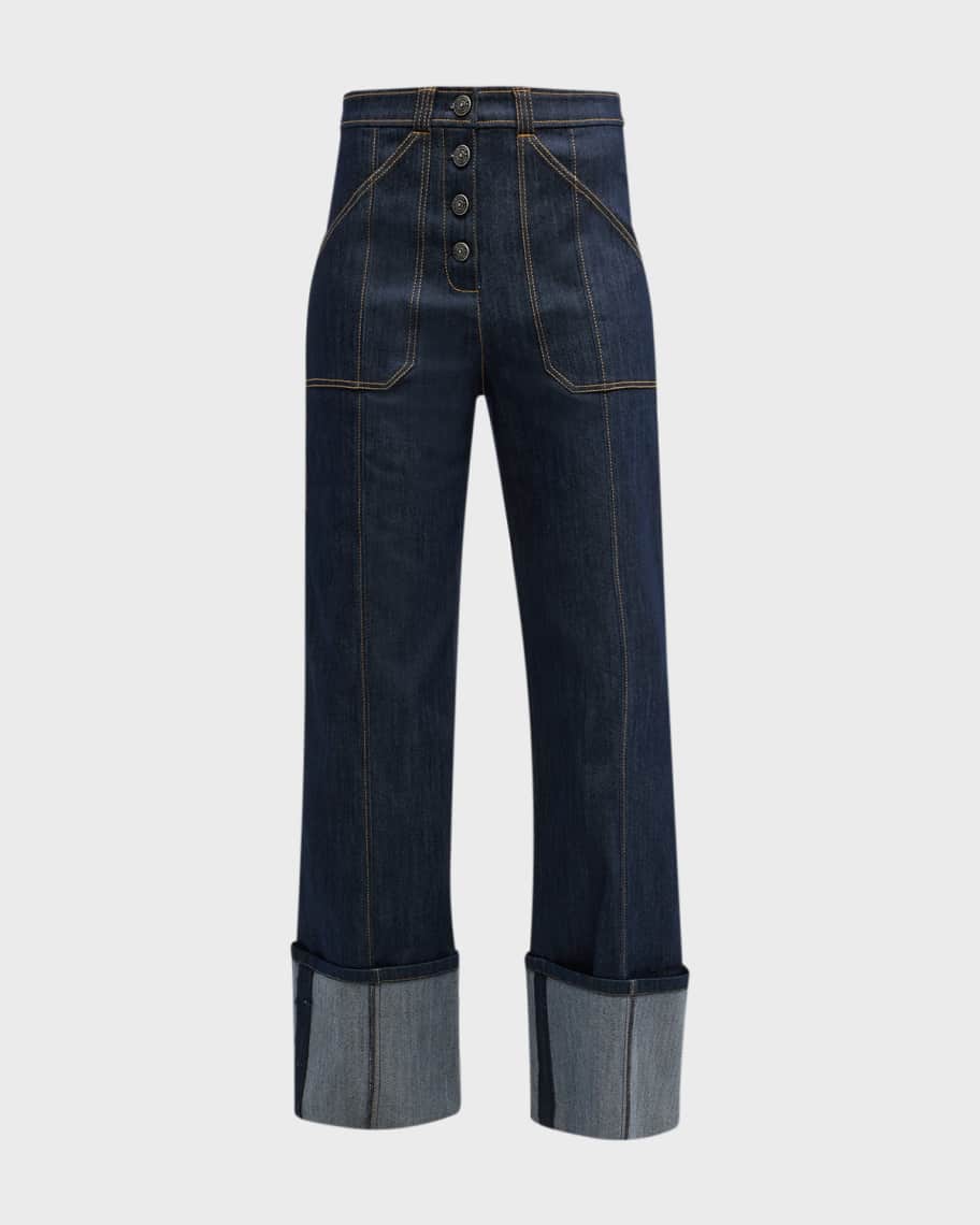 Cinq a Sept Benji Cuffed Ankle Topstitched Denim Pants