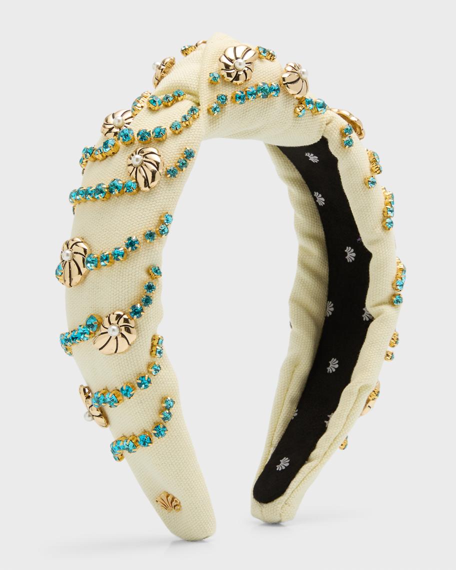 Lele Sadoughi Nautilus Embellished Knotted Headband NWT Lele Sadoughi Velvet Pearl Knotted Headband - Jet - Murray main image 4