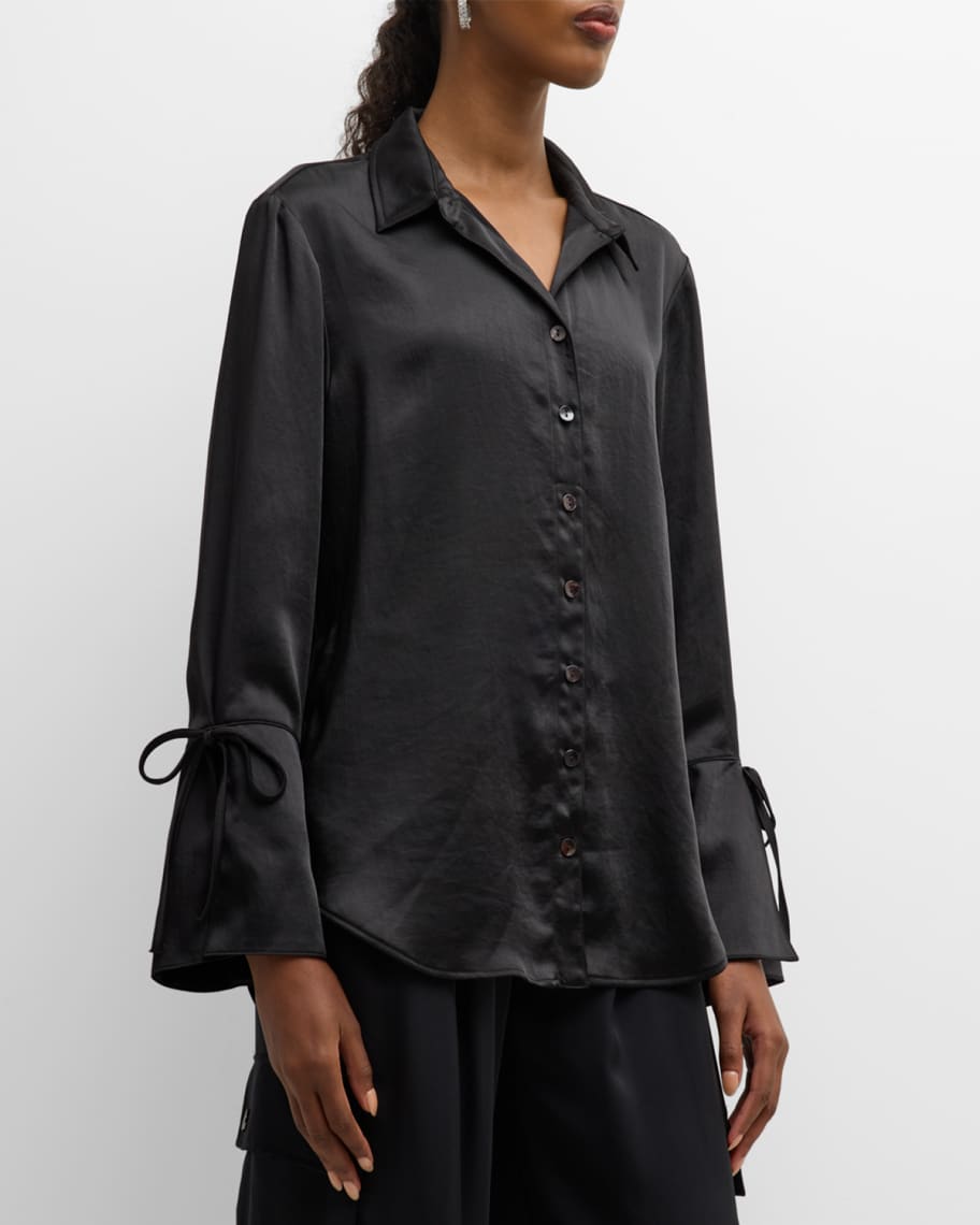 Finley Rachel Button-Down Hammered Satin Shirt | Neiman Marcus