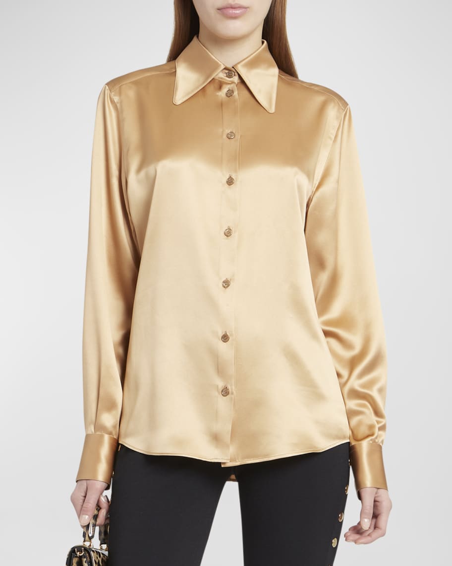Dolce&Gabbana Silk Collared Shirt | Neiman Marcus